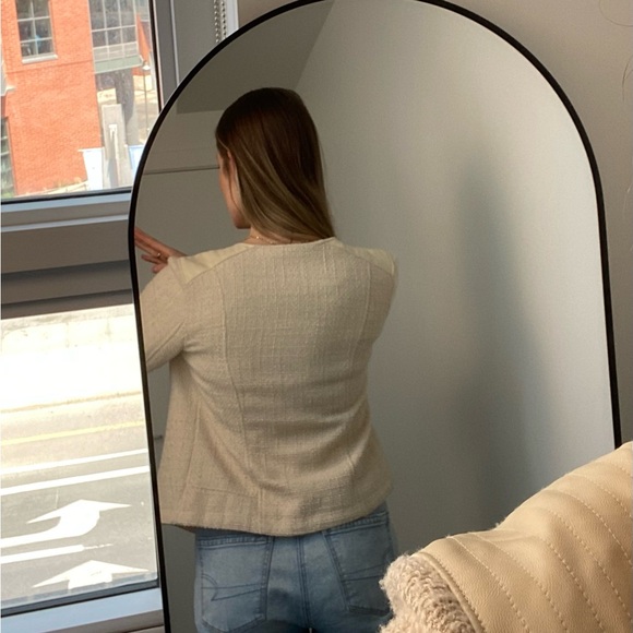 Banana Republic - Asymmetrical Leather Accent Jacket - Vegan - Cream - Picture 4 of 7